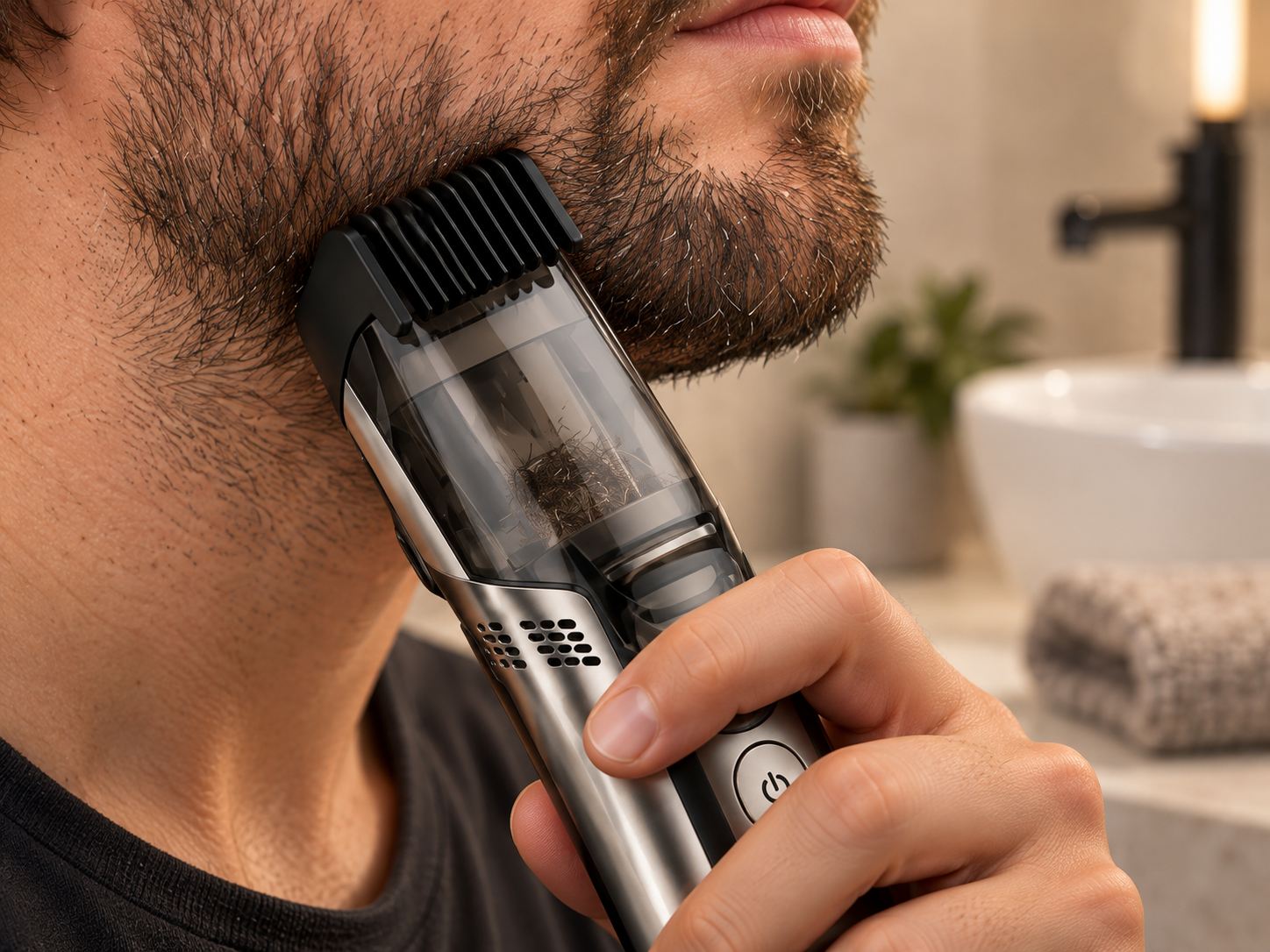 Concept illustration of trimming a beard